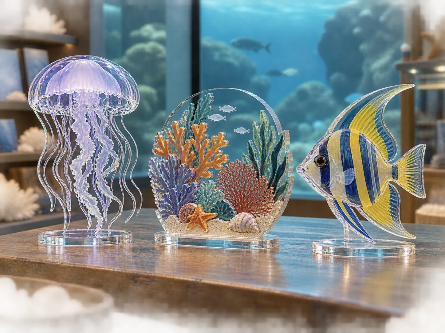 Aquarium magnet assortment with reef and marine species themes