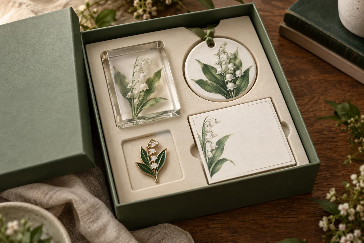 Coordinated products arranged in a premium gift bundle with a fitted presentation insert