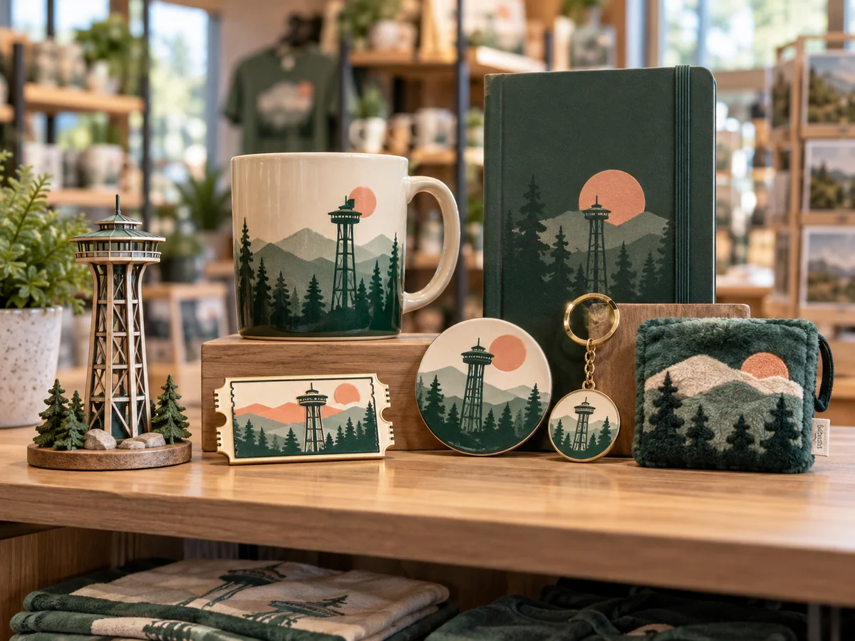 A lighthouse visitor collection presented as a coordinated gift shop assortment