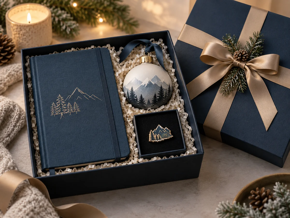 Premium business holiday gift set with coordinated presentation
