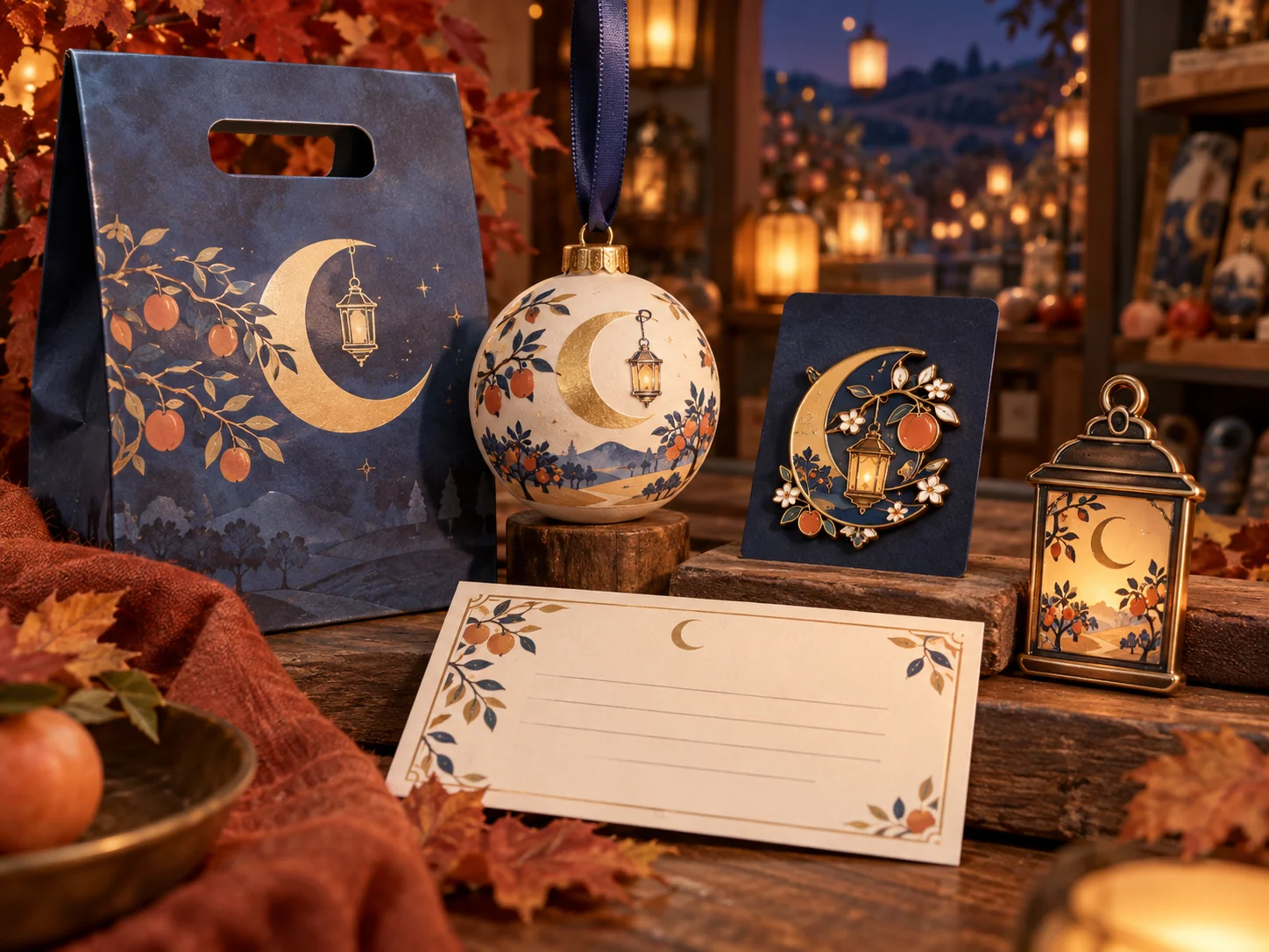 Seasonal theme park merchandise collection with event-specific colors and gift presentation