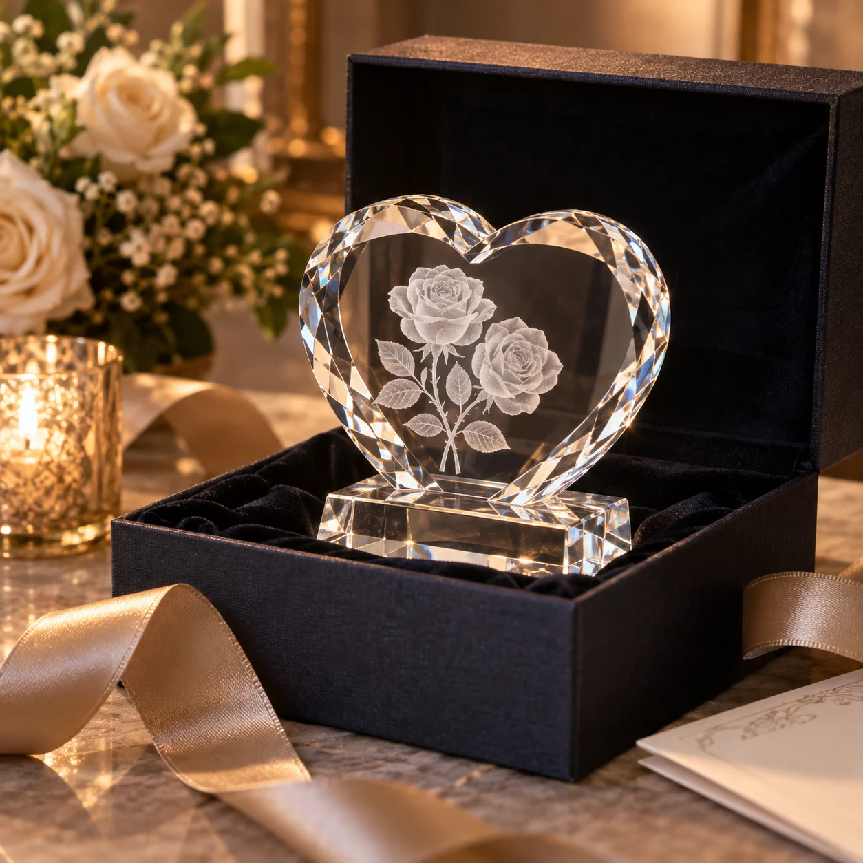 Premium crystal celebration keepsake for anniversary and special recipients.
