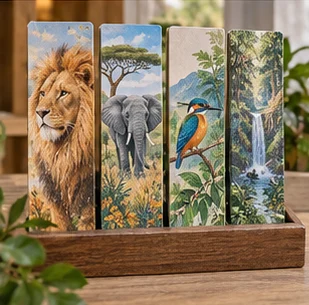 Animal and habitat bookmarks presented for zoo visitor retail