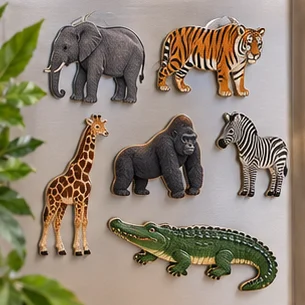 Animal magnets displayed as a coordinated species assortment