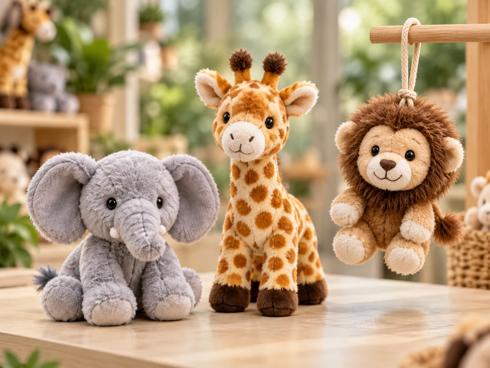 Refined small animal plush and wildlife keychains for family retail
