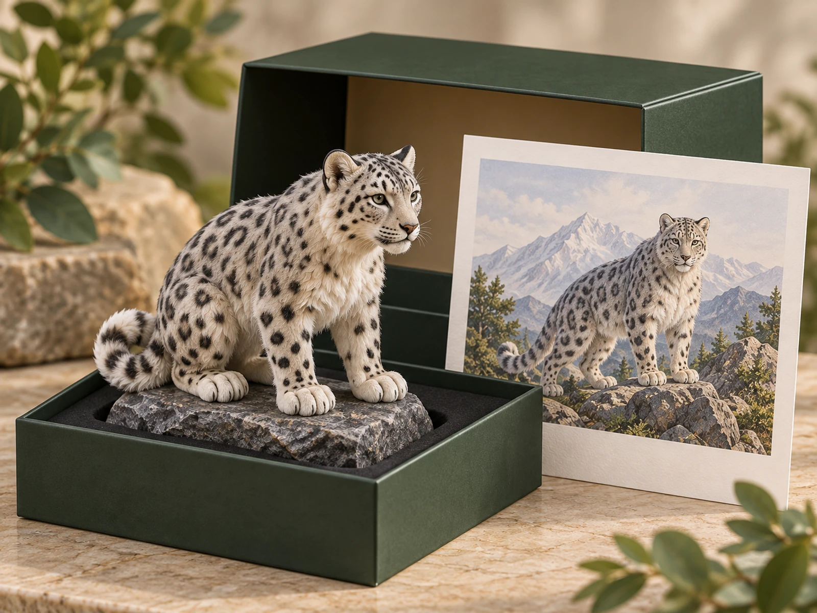 Wildlife figure with story card and presentation box for premium zoo gifting