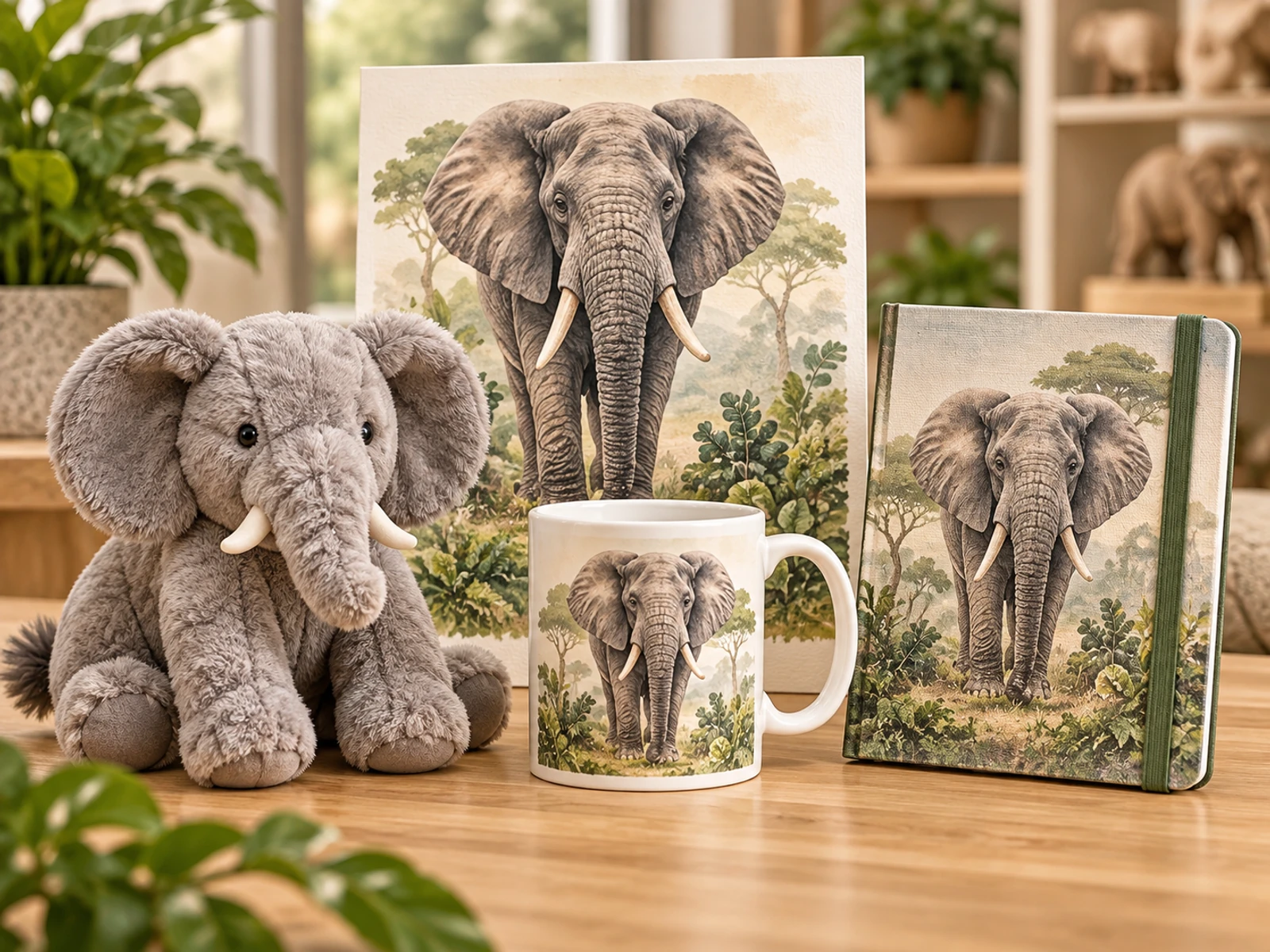 Wildlife figure, habitat artwork and coordinated animal merchandise showing a species translated into a collection