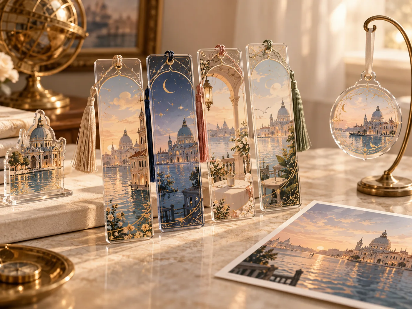 Acrylic bookmark collection developed from one visual idea
