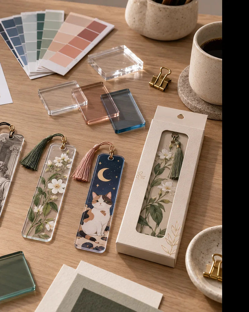 Acrylic bookmark development and sampling