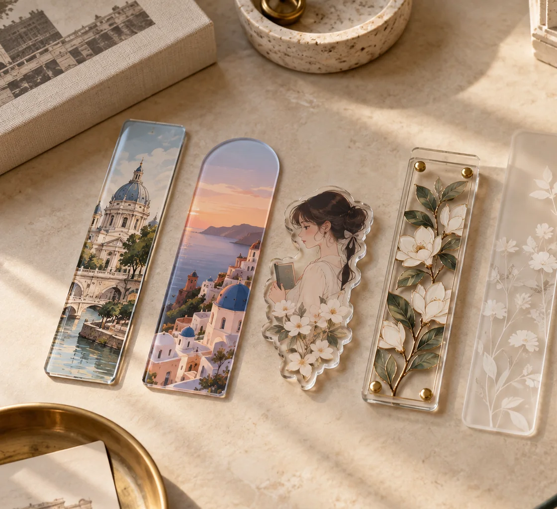 Acrylic bookmark formats and structures