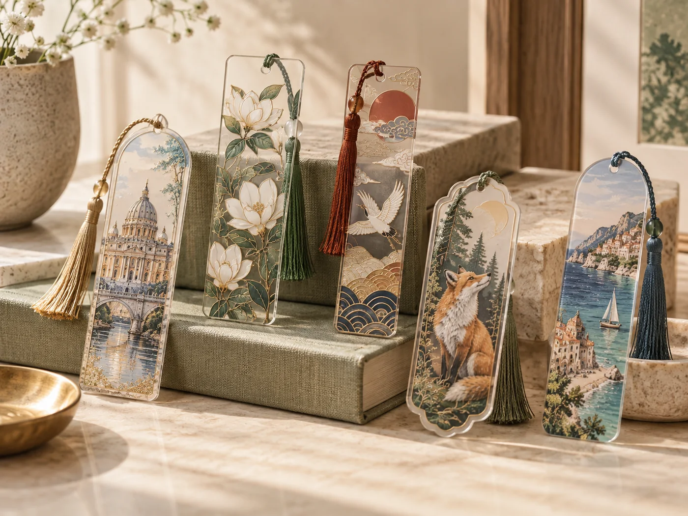 Custom acrylic bookmarks for museums and retail collections