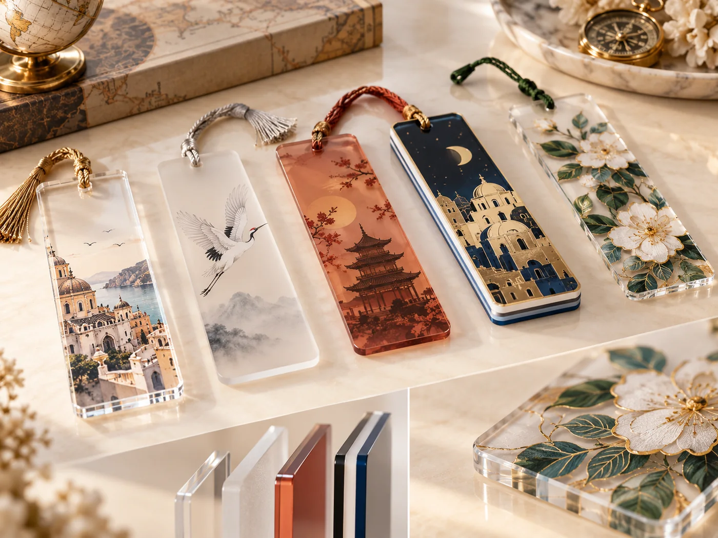 Acrylic bookmark material and print options