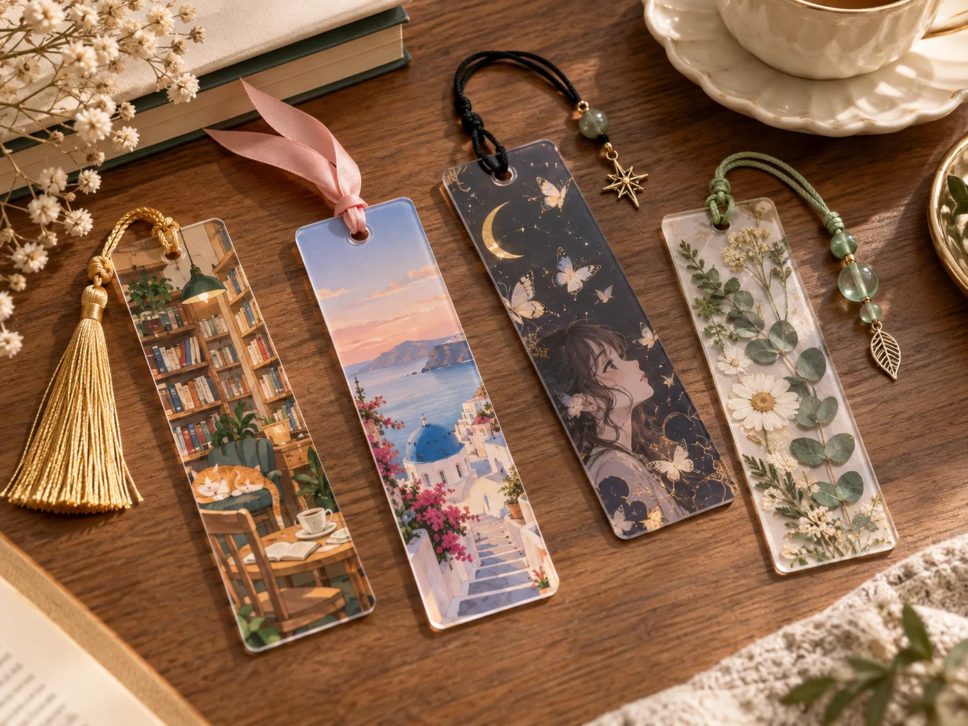 Acrylic bookmark tassel and attachment details