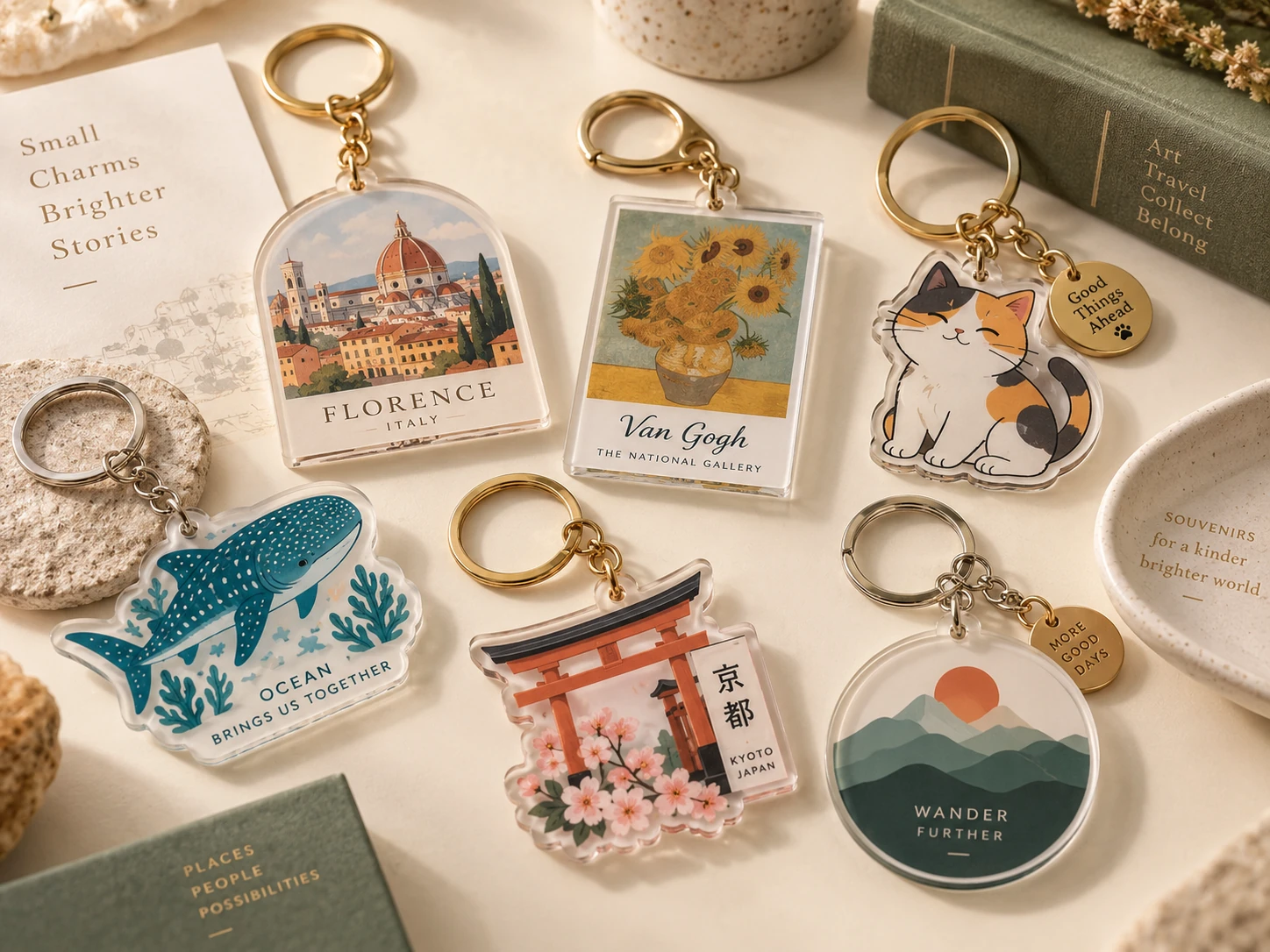 Acrylic keychain collection developed from one visual idea