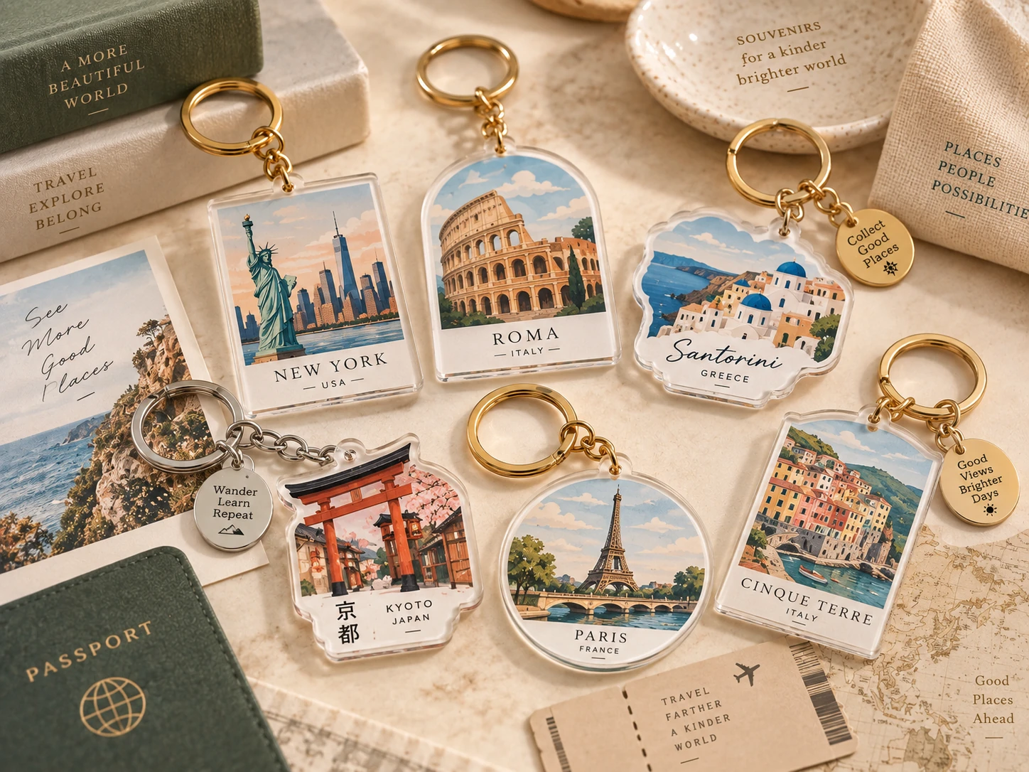 Destination acrylic keychains