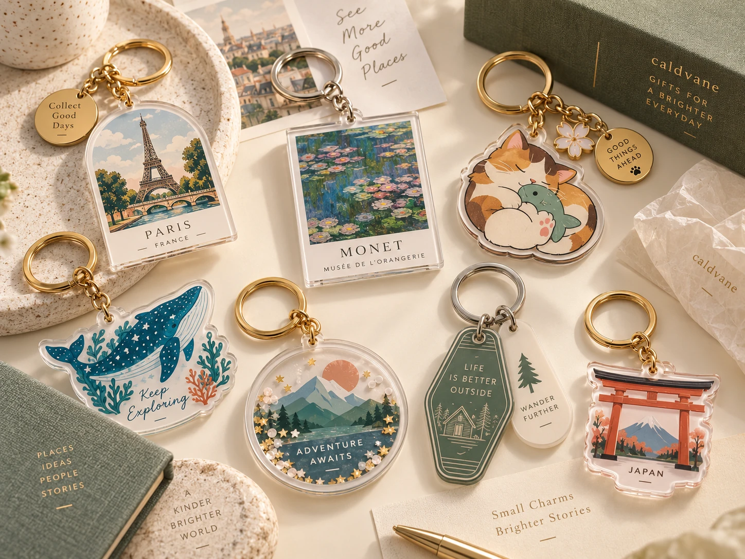 Custom acrylic keychains and charms for souvenir and merchandise collections