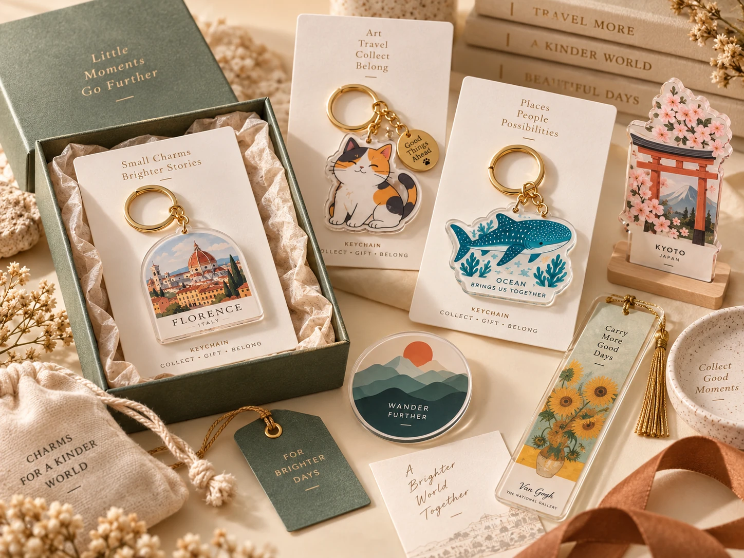 Acrylic keychain packaging and retail presentation
