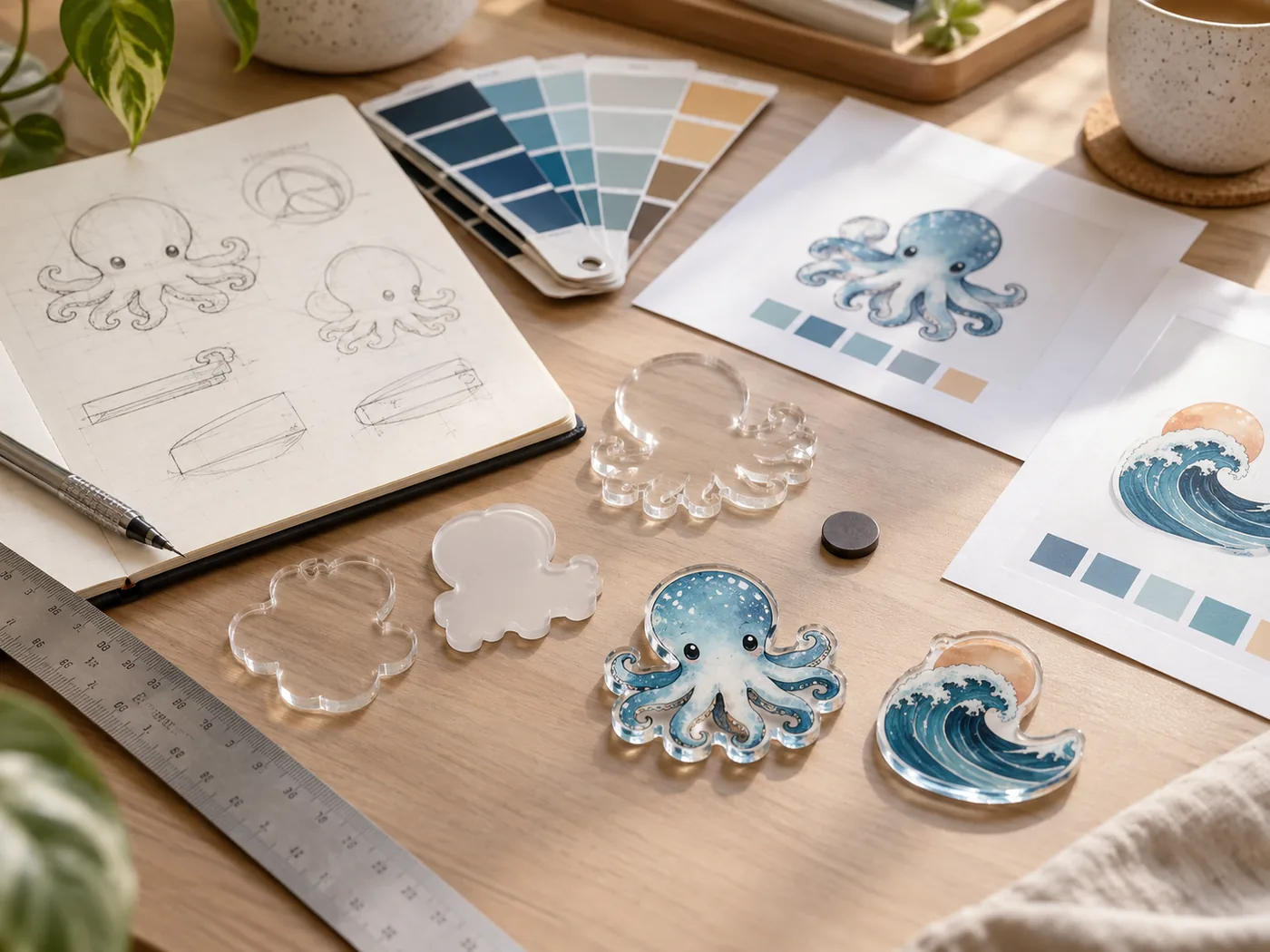 Acrylic magnet development and sampling workspace