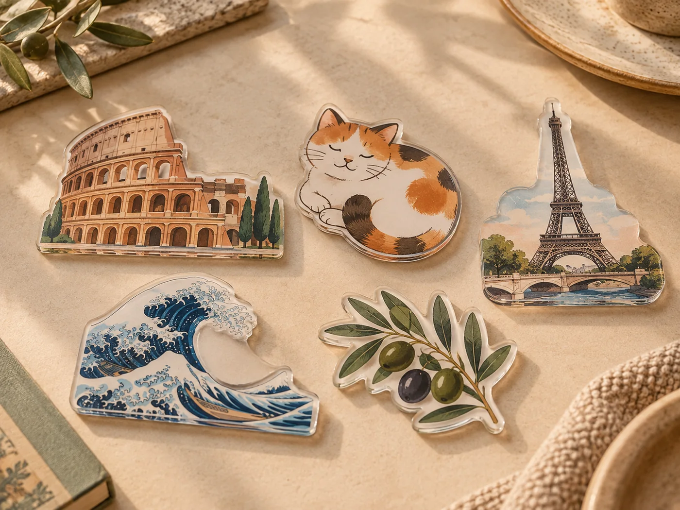 Flat printed acrylic souvenir magnets