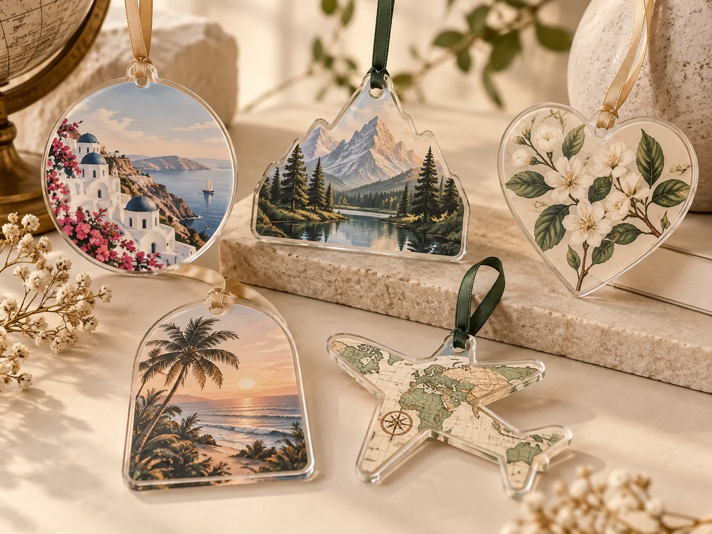 Flat printed acrylic ornaments