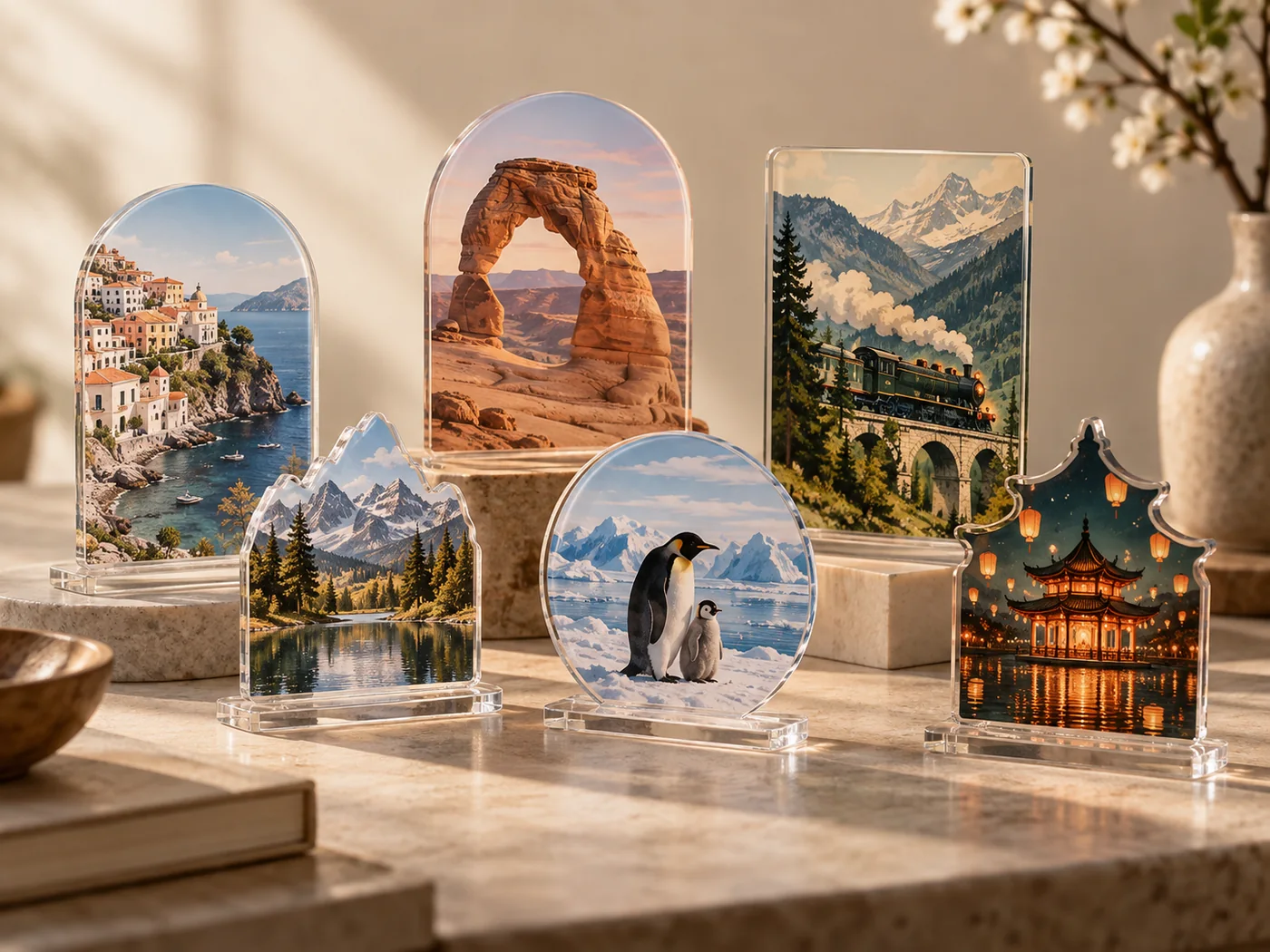 Custom acrylic standees and display pieces for retail collections