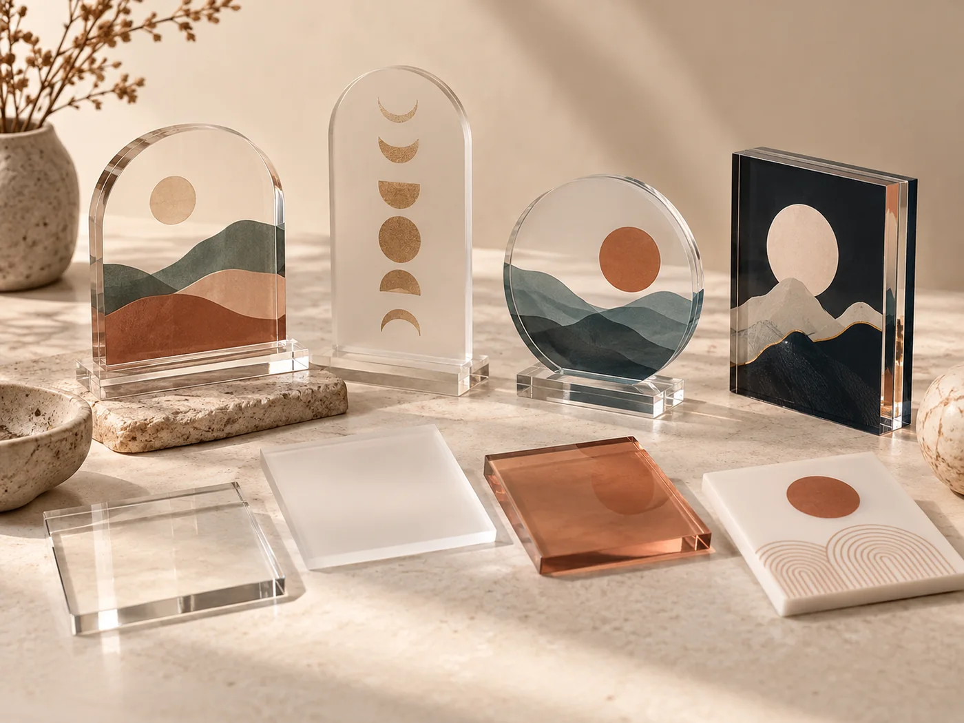 Acrylic standee material and print options