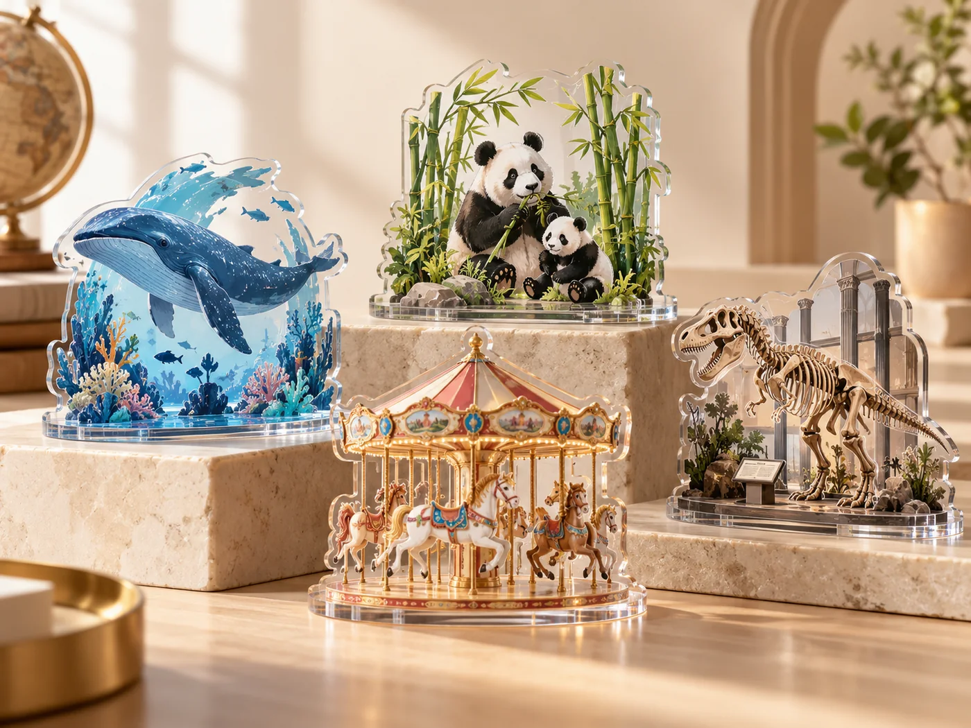 Different custom shaped acrylic standees and display pieces