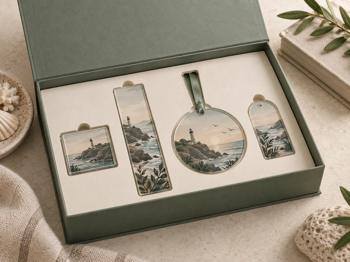 Premium boxed acrylic gift set with fitted insert tray