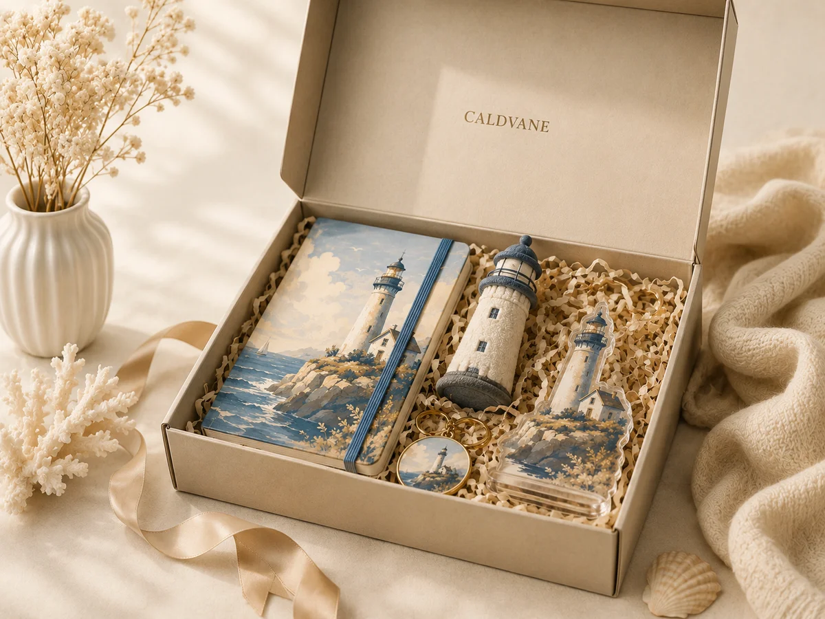 Coordinated custom gift set with multiple souvenir and retail product formats