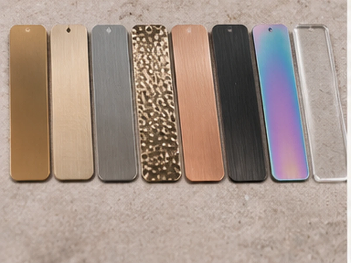 Custom bookmark materials including brass stainless steel and different surface finishes