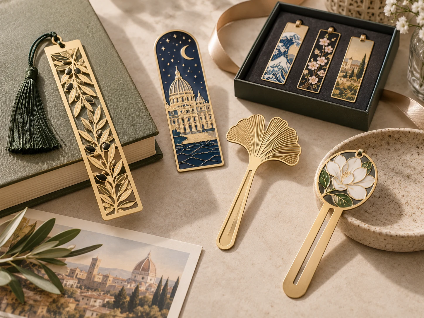 Custom bookmark development from artwork and metal samples to finished souvenir bookmarks