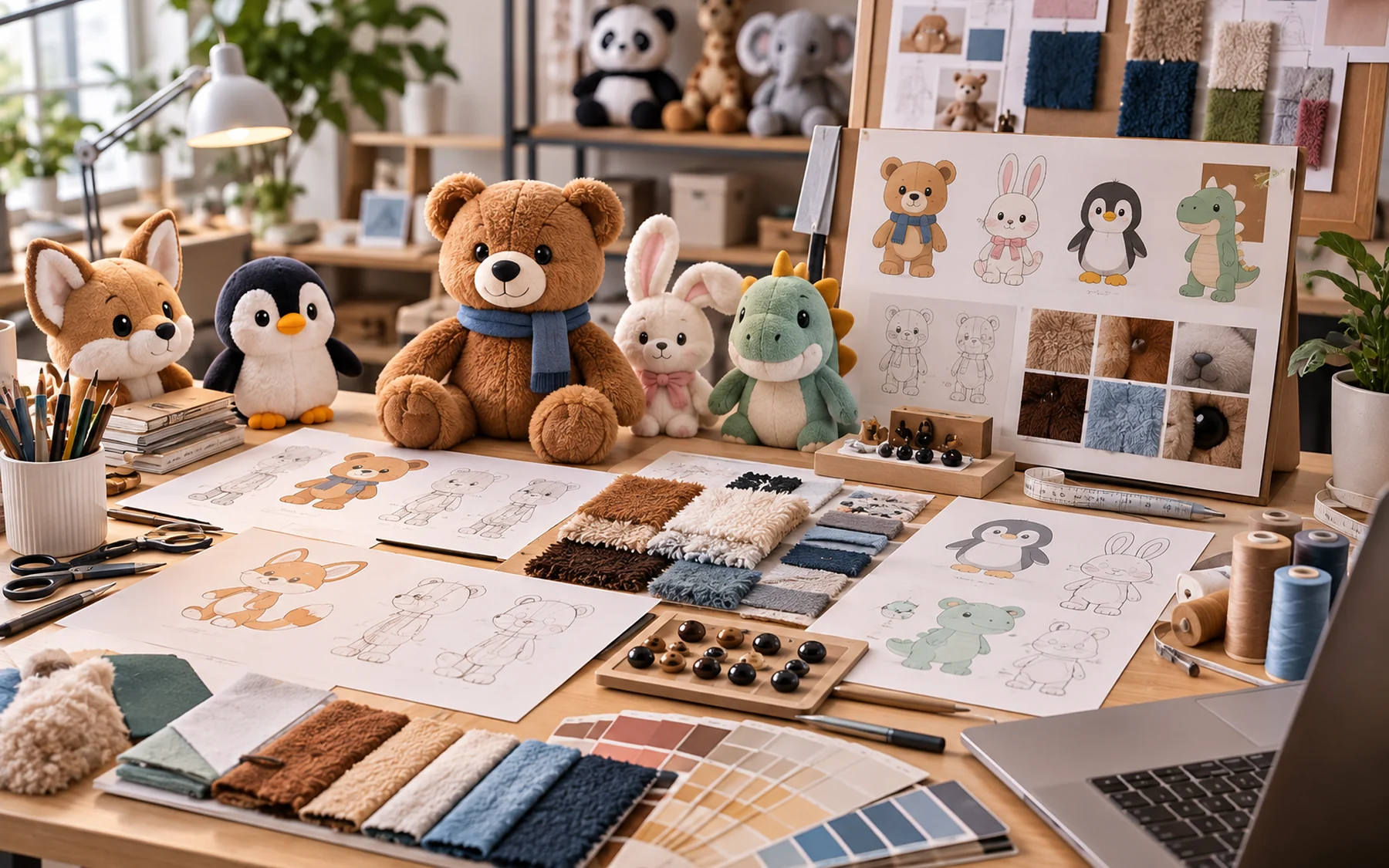 Custom plush toy development from original character artwork to finished prototype